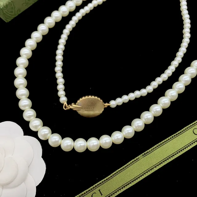 Gucci Or Blanc Multi-brins Perle Camélia Motif Floral collier 2