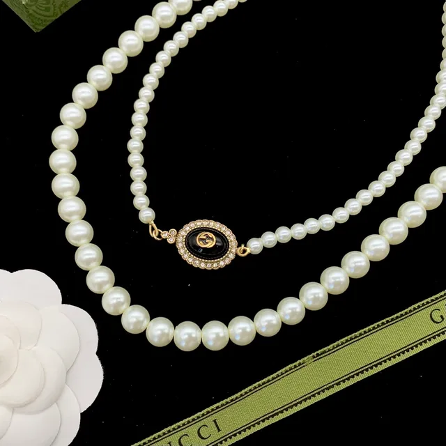 Gucci Or Blanc Multi-brins Perle Camélia Motif Floral collier 3