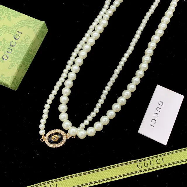 Gucci Or Blanc Multi-brins Perle Camélia Motif Floral collier 5