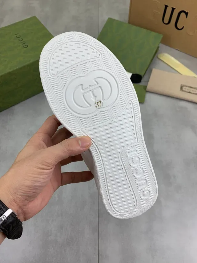 Gucci সাদা সবুজ চামড়া Web Stripe লাইফস্টাইল স্নিকার 3