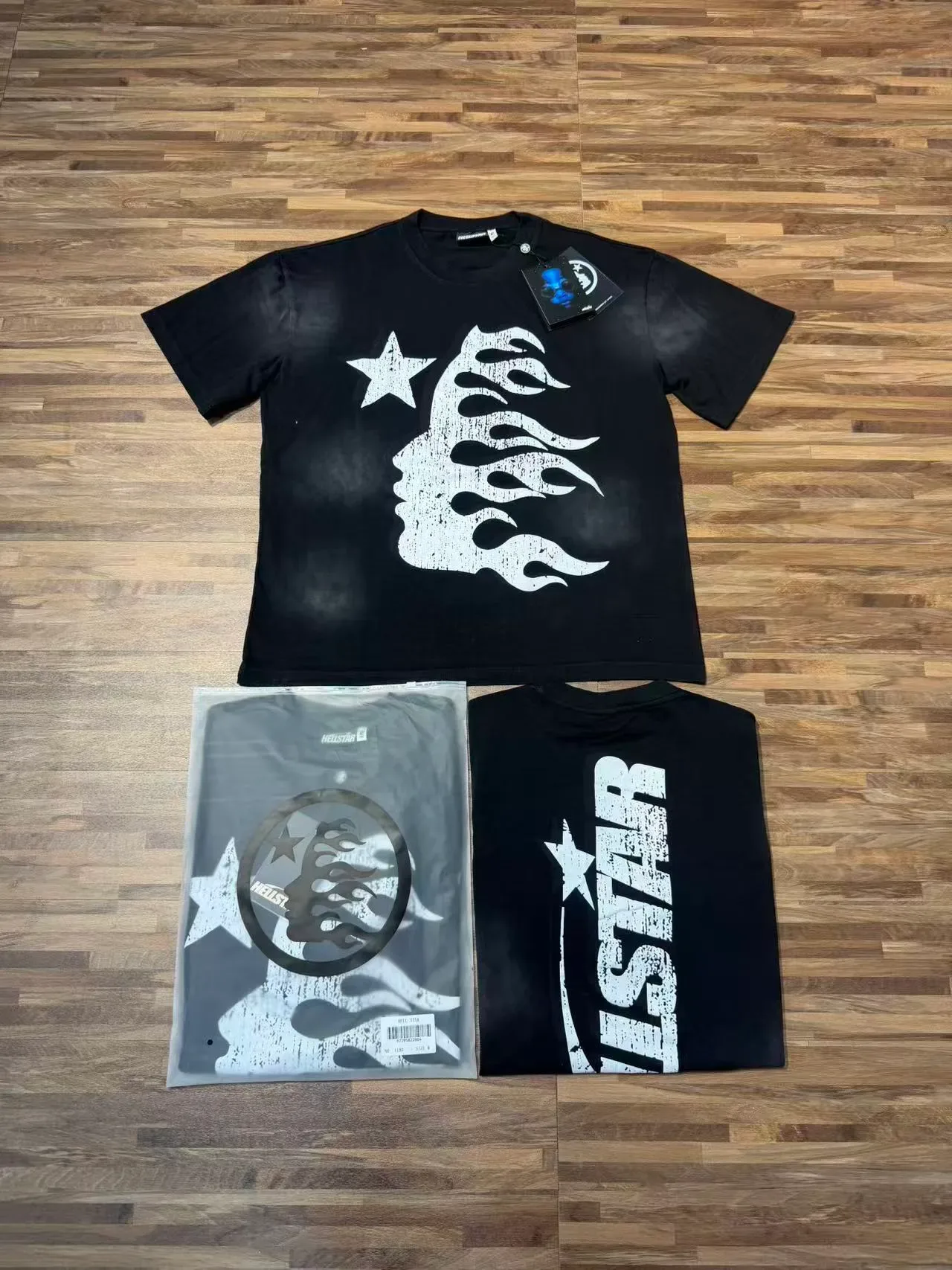 Hellstar Flame Star Distressed Graphic Black T-Shirt 4