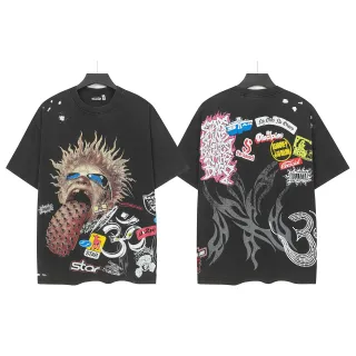 Hellstar Graphic Collage Oversized Distressed T-Shirt