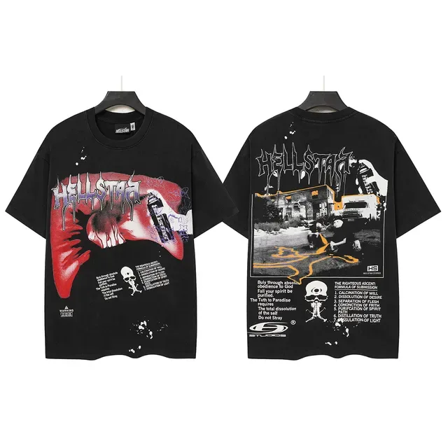 Camiseta preta Hellstar com estampa gráfica 2
