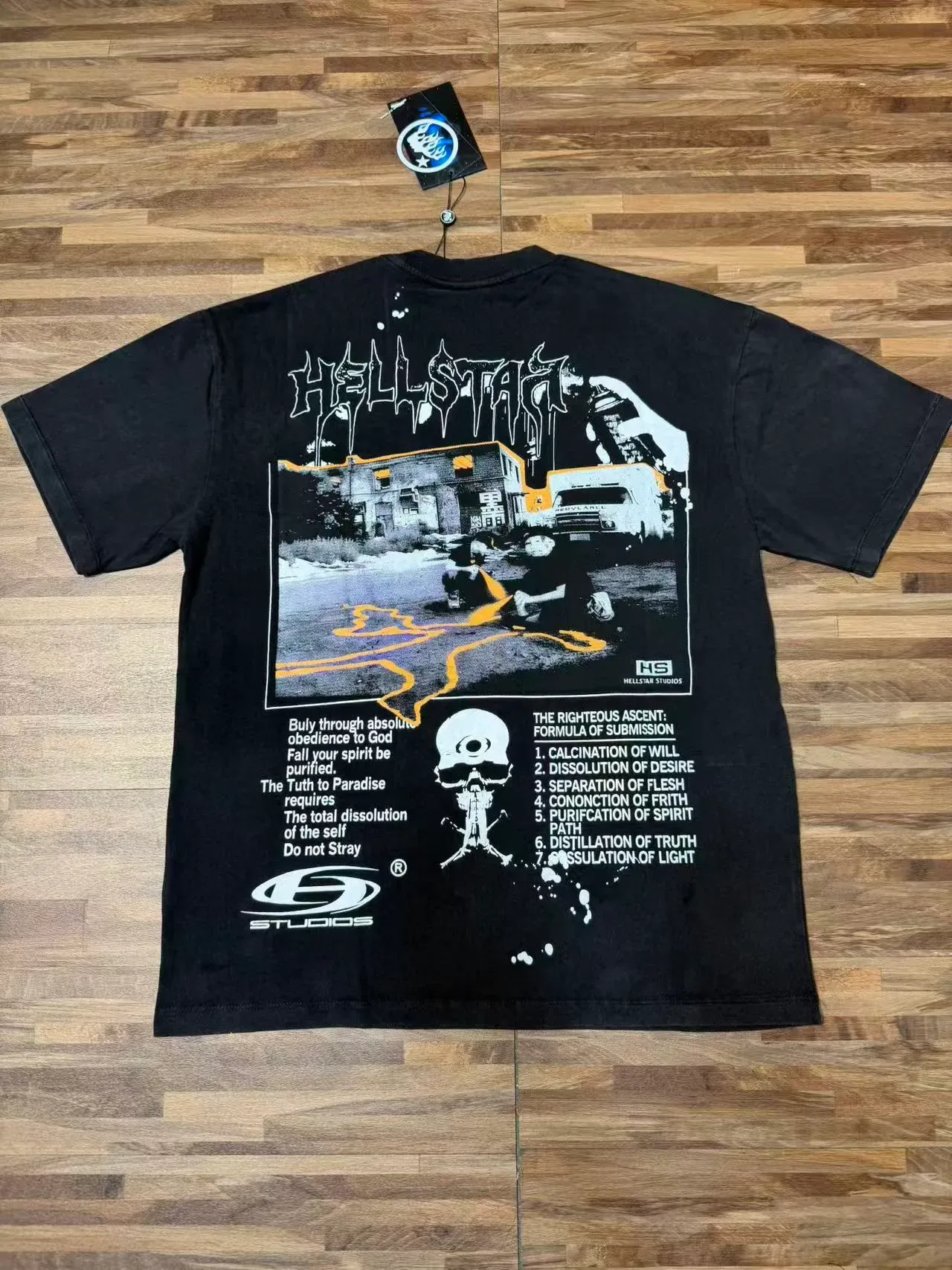 Camiseta preta Hellstar com estampa gráfica 7
