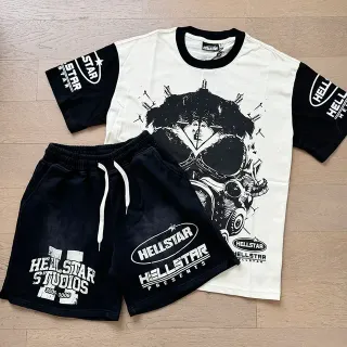 Hellstar Graphic Print Contrast-Sleeve Oversized T-Shirt