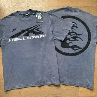 Hellstar Graphic Print Washed Gray T-Shirt