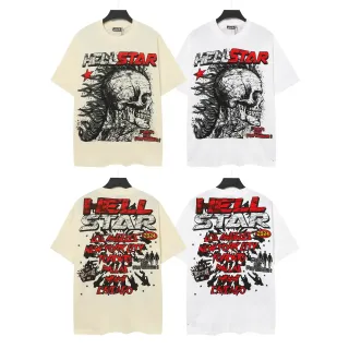 Hellstar Skull Graphic Distressed Print T-Shirt