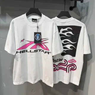 Hellstar White Pink Graphic-Print Oversized Fit T-Shirt