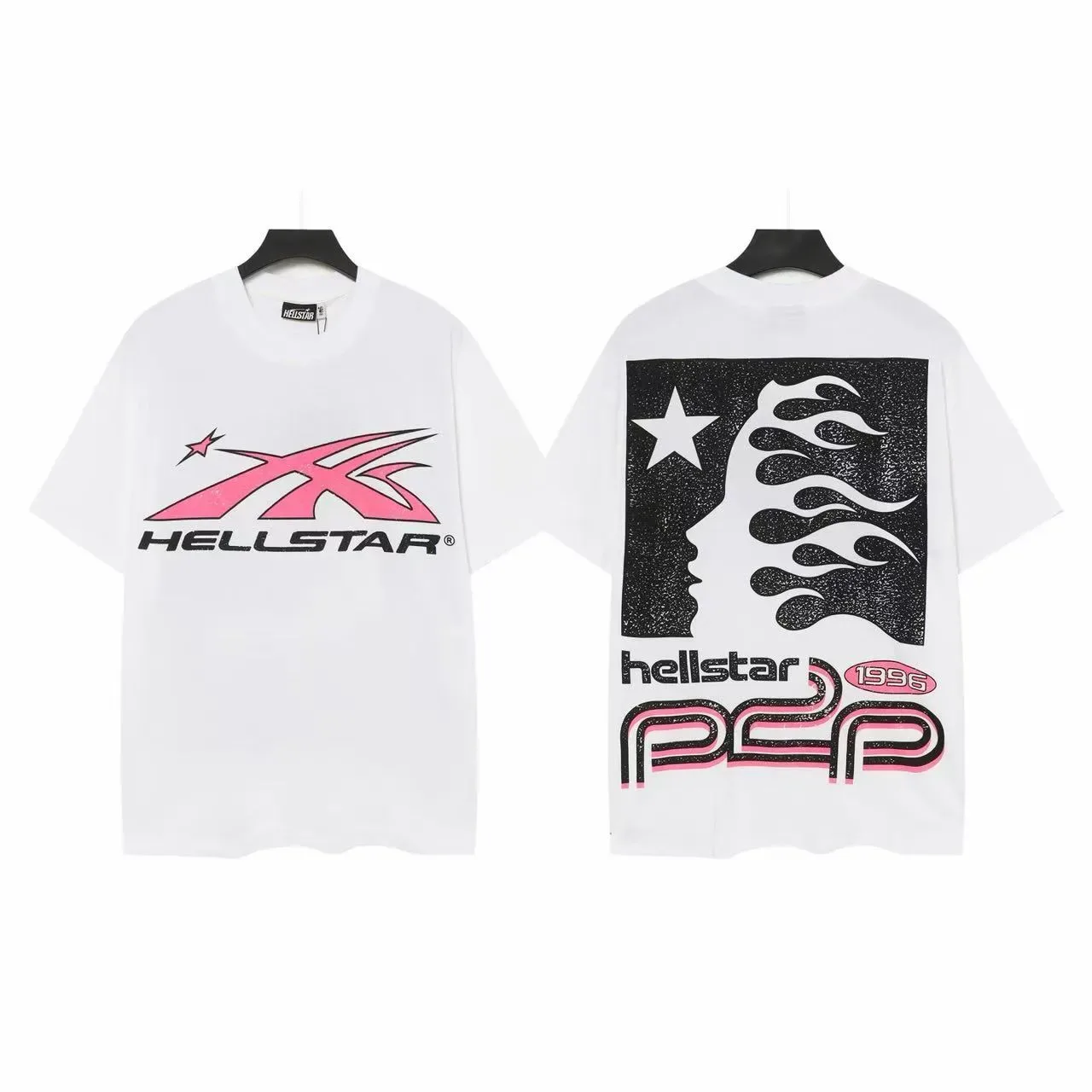 Hellstar White Pink Graphic-Print Oversized Fit T-Shirt 2