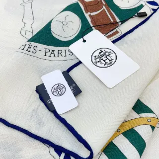Hermès भेज नेवी घुड़सवारी प्रिंट बुनावट रेशम शाल
