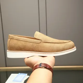 Hermès 米白麂皮 Moc-Toe 缝线 乐福鞋