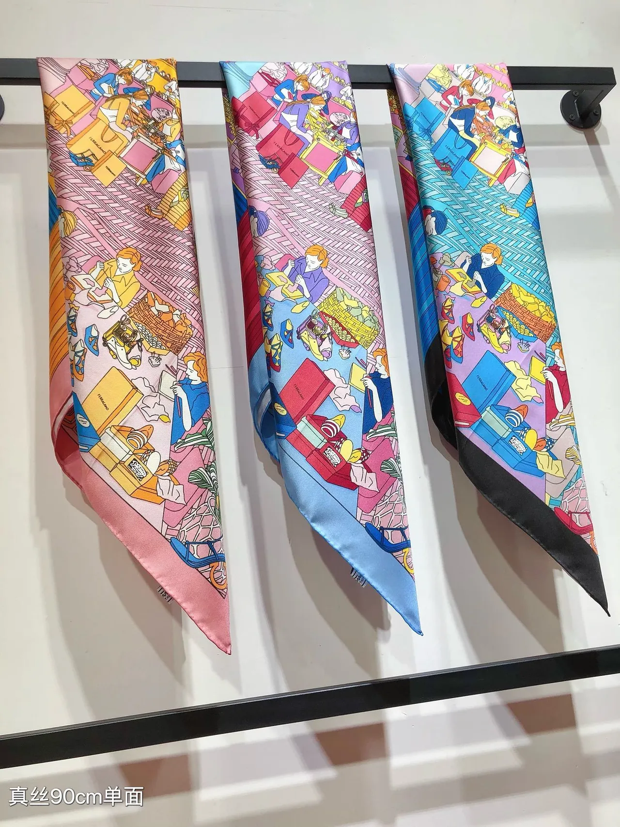 Hermès Écharpe de Soie Bleu Noir Carrée Imprimerie Nautique 3