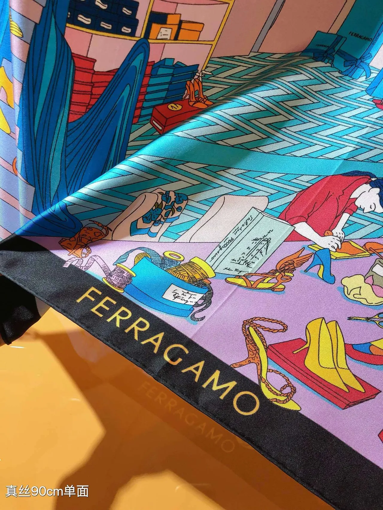 Hermès Écharpe de Soie Bleu Noir Carrée Imprimerie Nautique 7