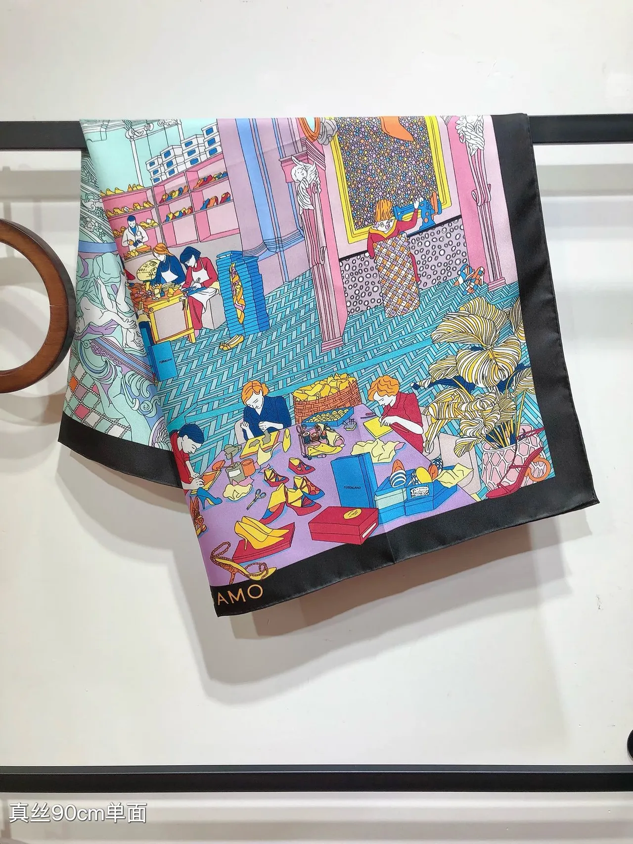 Hermès Écharpe de Soie Bleu Noir Carrée Imprimerie Nautique 4