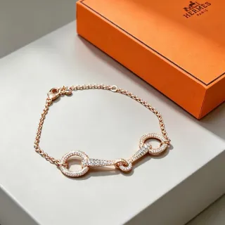 Hermès Chaîne d'Ancre Pavé Rose Gold ক্রিস্টাল ব্রেসলেট
