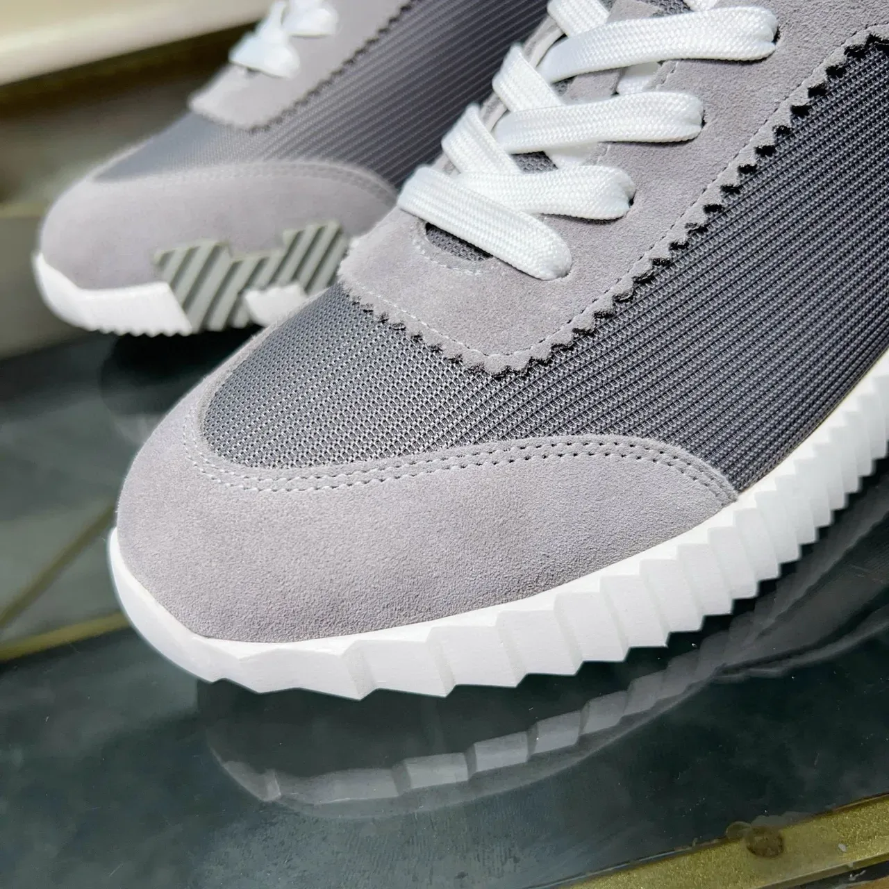 Hermès Gray and Orange Lifestyle Sneakers 9