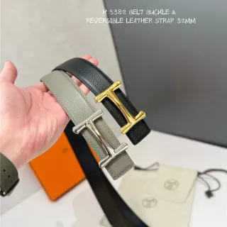 Hermès H Buckle Belt কালো বেইজ উল্টানো নকশাযুক্ত ধাতুর চামড়ার বেল্ট