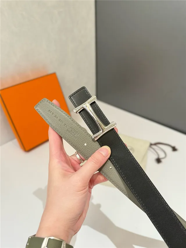Hermès H Buckle Belt preto bege reversível couro texturizado de metal 3