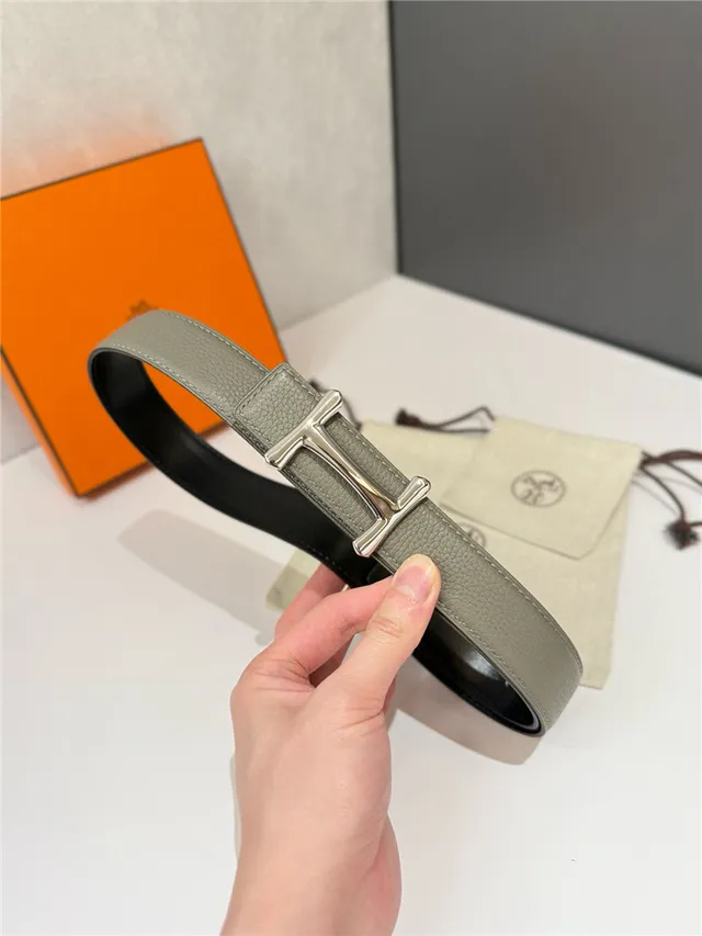 Hermès H Buckle Belt preto bege reversível couro texturizado de metal 6