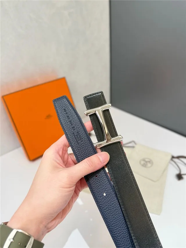 Hermès H Buckle Belt preto bege reversível couro texturizado de metal 15