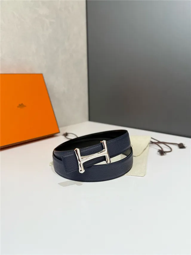 Hermès H Buckle Belt preto bege reversível couro texturizado de metal 19