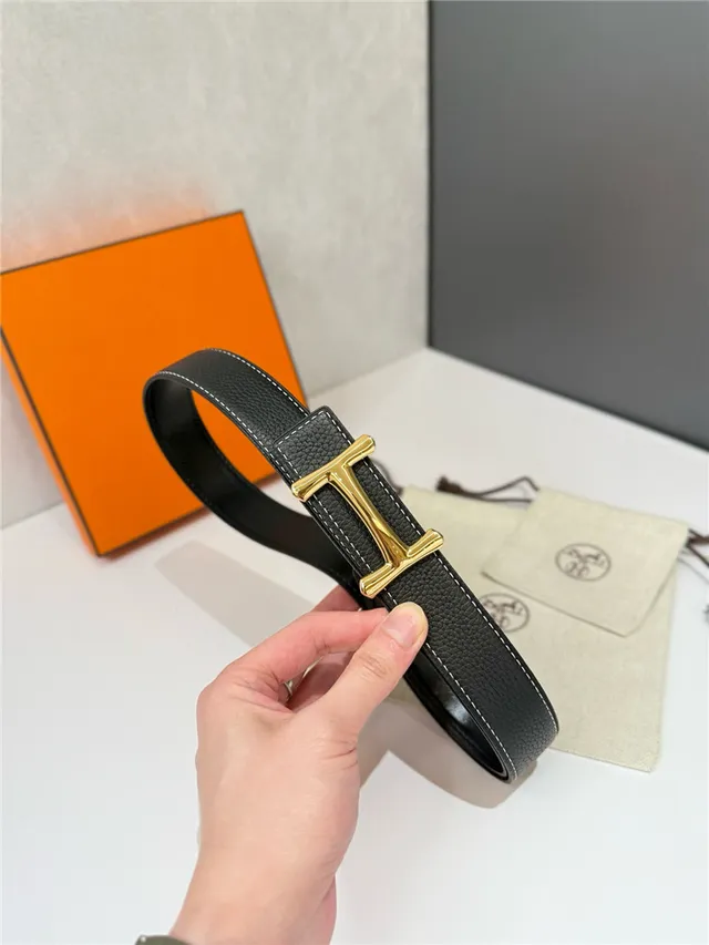 Hermès H Buckle Belt preto bege reversível couro texturizado de metal 24