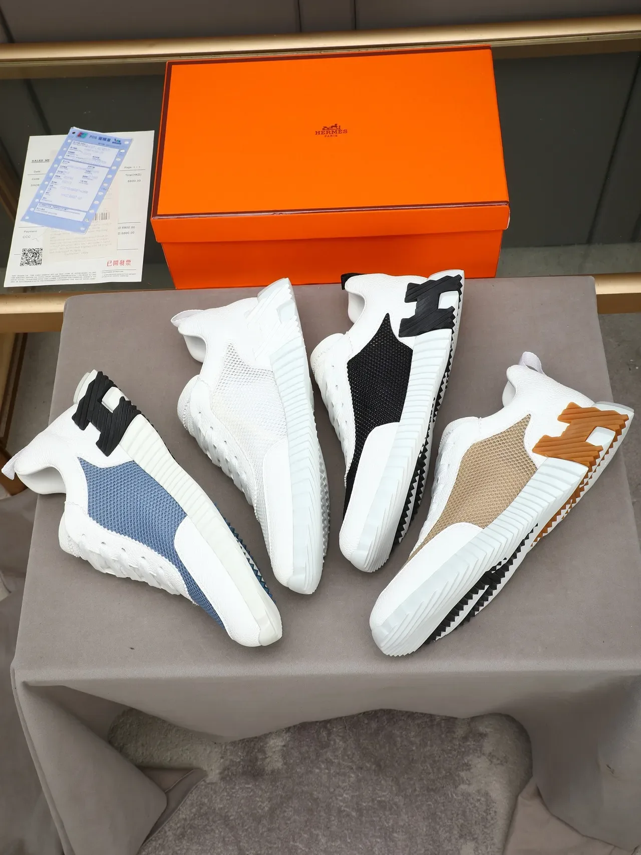 Hermès H Cut White and Black Mesh Leather Sneaker 2