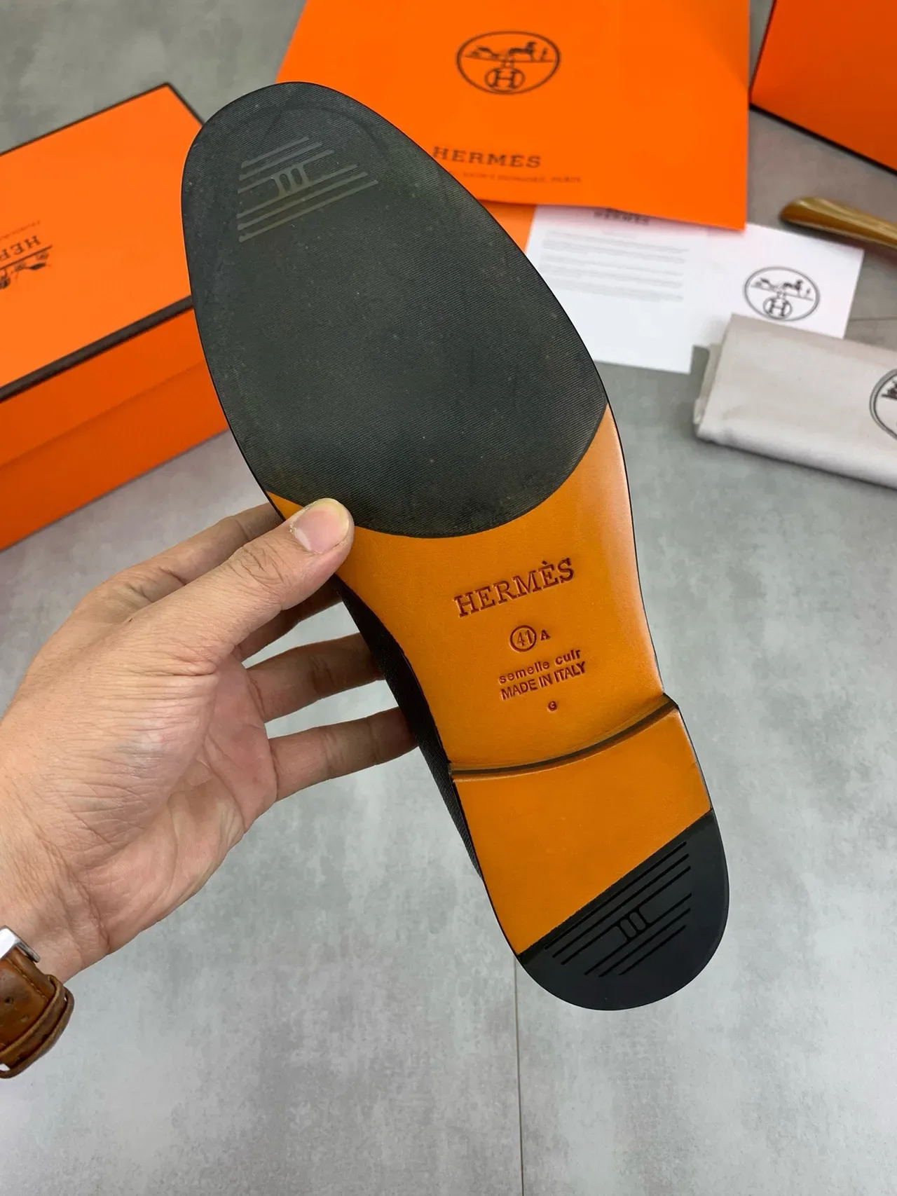 Hermès H Loafer Black Textured Leather Slip-On Loafers 3