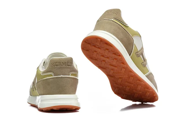 Hermès H-RUN 米色 橄榄绿 白 橙 生活方式运动鞋 4