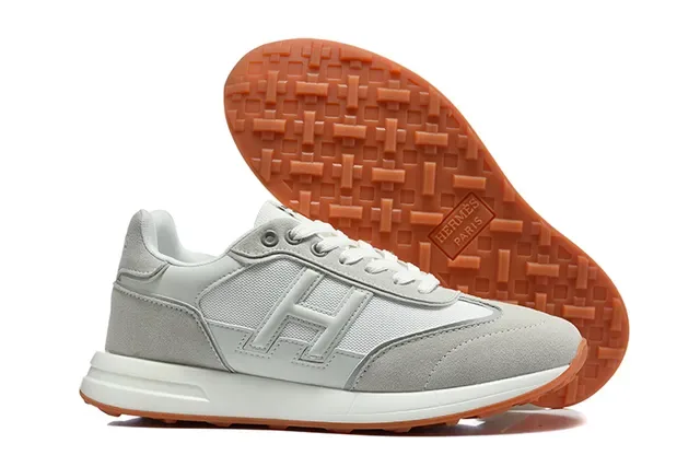 Hermès H-RUN 米色 橄榄绿 白 橙 生活方式运动鞋 12