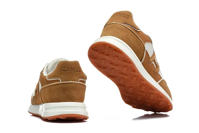 Hermès H-RUN 米色 橄榄绿 白 橙 生活方式运动鞋 15