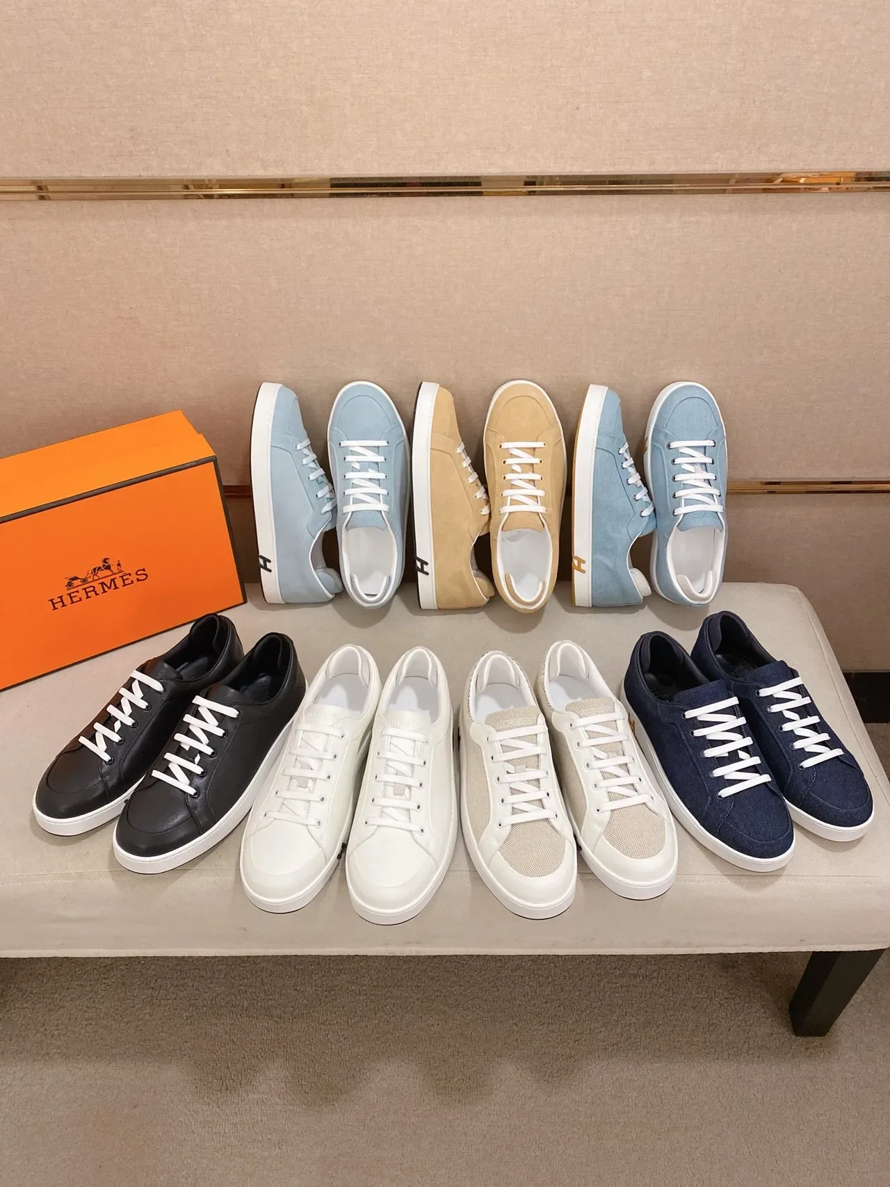 Hermès H Sneaker 黑白生活方式运动鞋 2