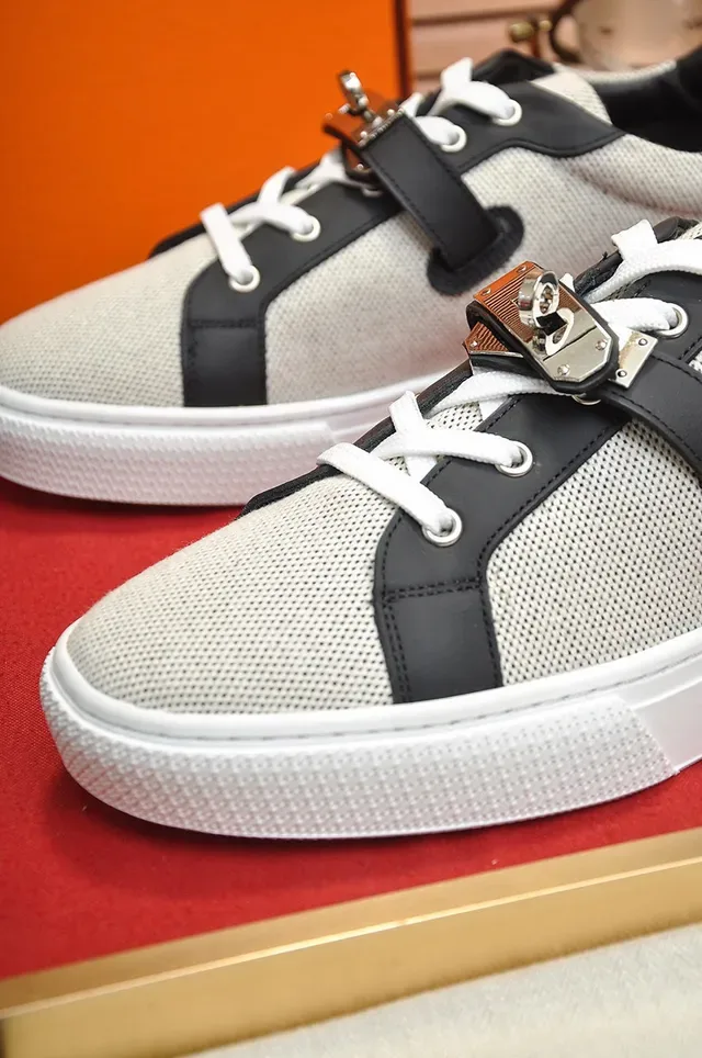 Hermès Tênis Lifestyle Low-Top de Malha e Couro 3