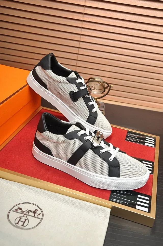 Hermès Tênis Lifestyle Low-Top de Malha e Couro 4