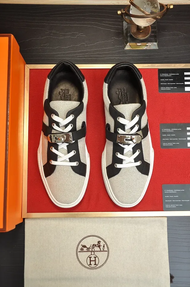 Hermès Tênis Lifestyle Low-Top de Malha e Couro 9