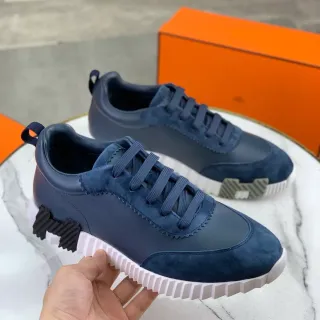 Hermès Navy Blue Suede and Leather Lifestyle Sneaker