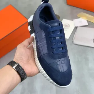 Hermès Sneakers style de vie hybrides cuir-suede bleu marine
