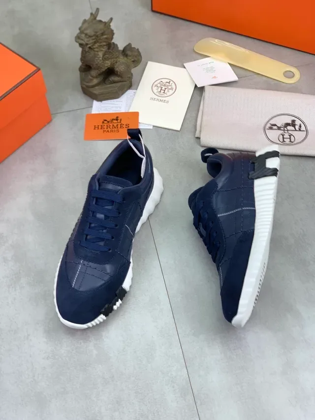 Hermès Sneakers style de vie hybrides cuir-suede bleu marine 6