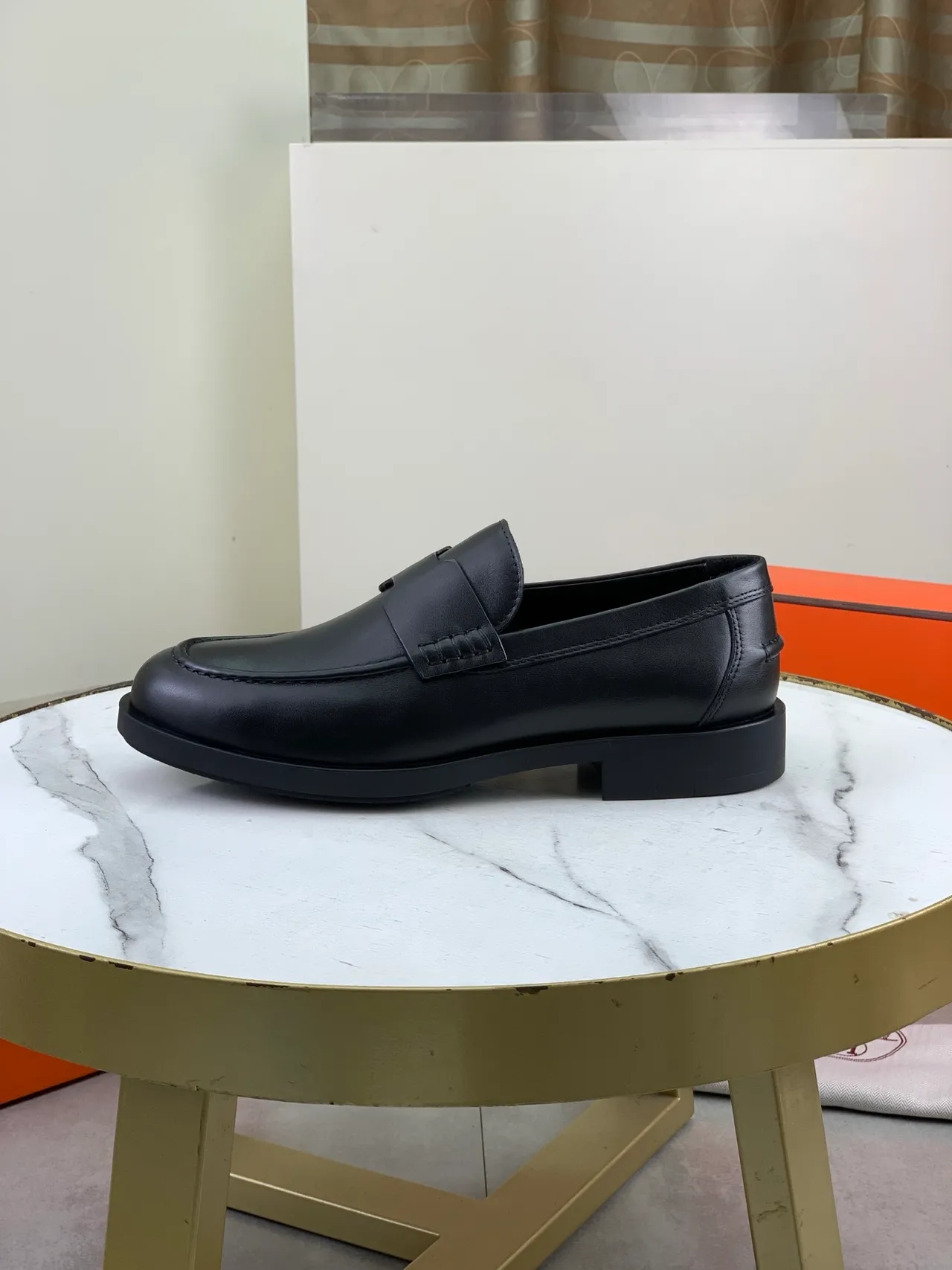 Hermès Oran কালো চামড়ার পেনি লোফার 6
