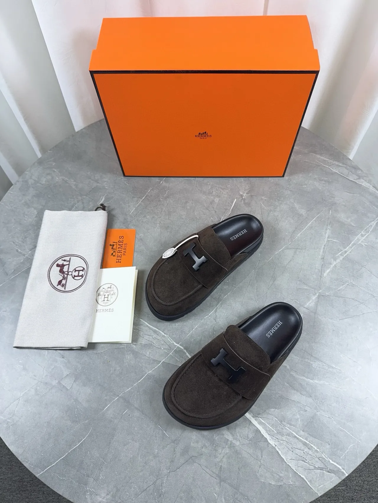 Hermès Oran Brown Suede H-Buckle Loafer 3