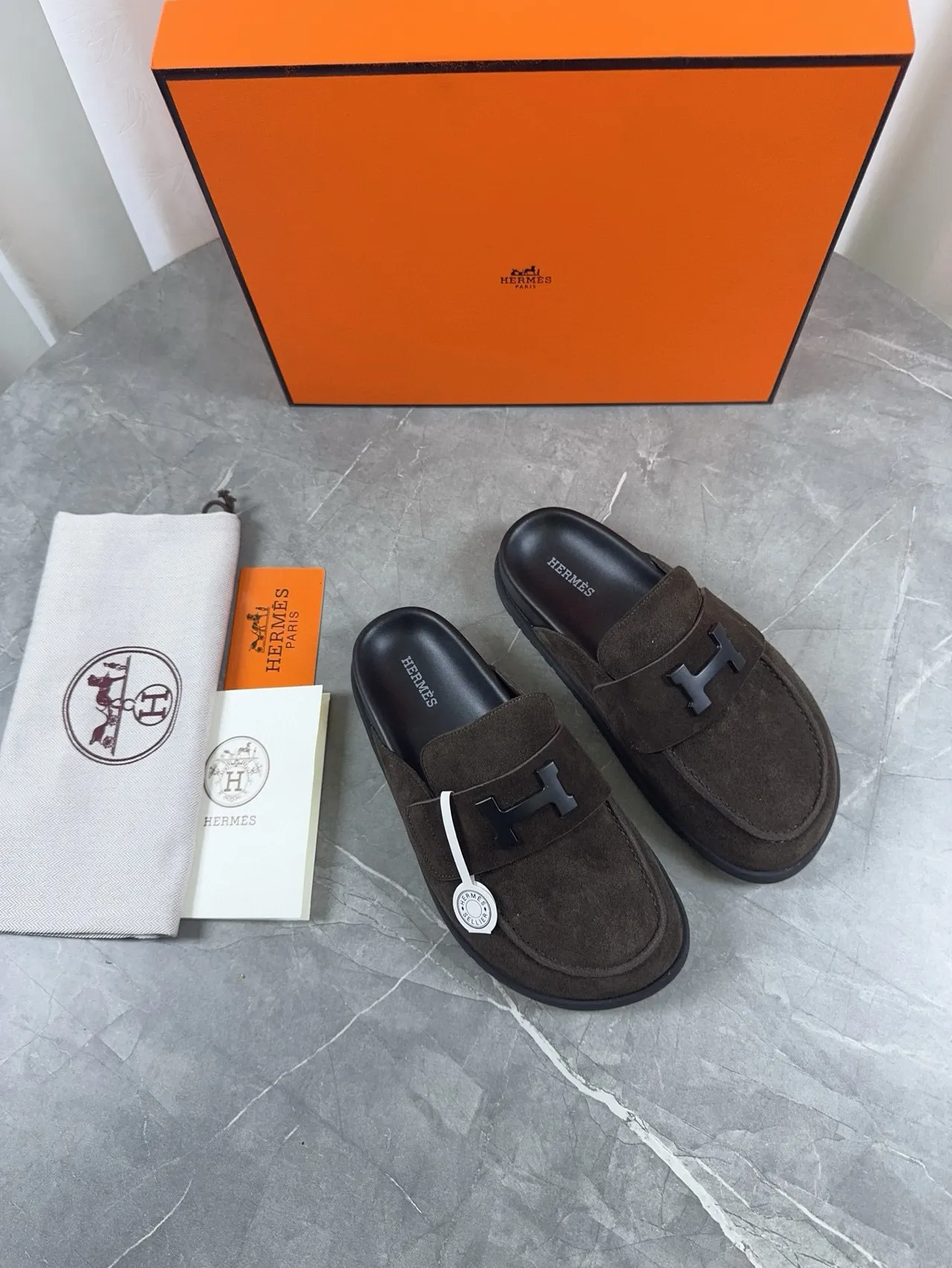 Hermès Oran Brown Suede H-Buckle Loafer 4