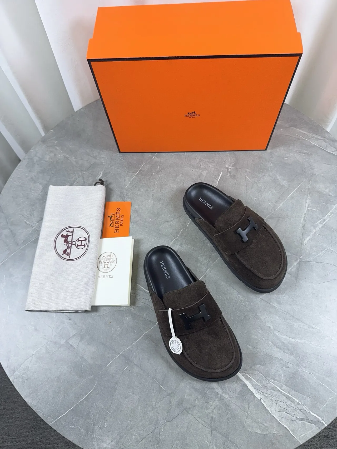 Hermès Oran Brown Suede H-Buckle Loafer 5
