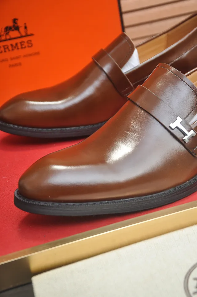 Hermès Oran Loafer Marron Cuir Poli H-Buckle Mocassins 2