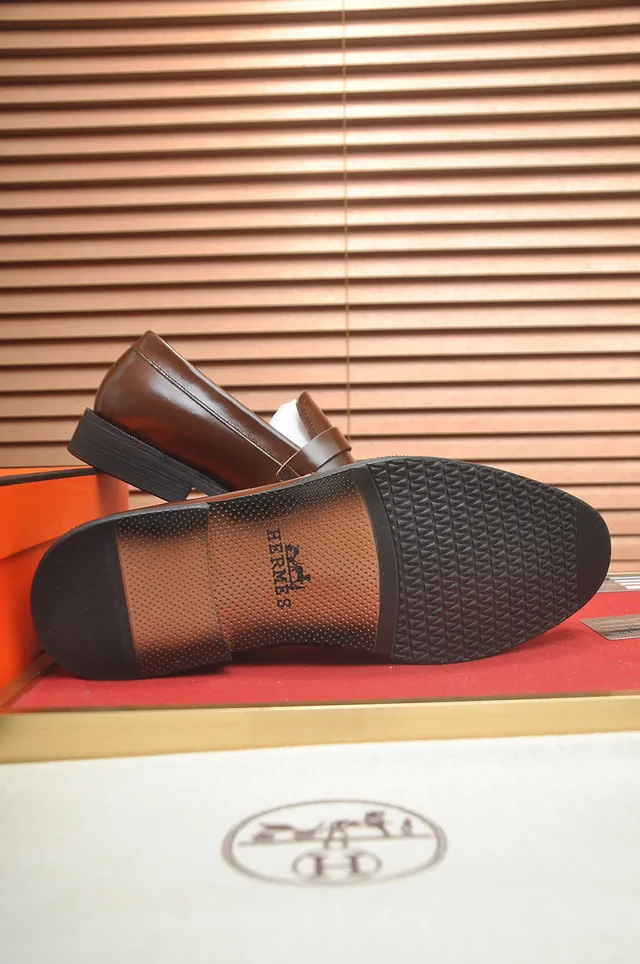 Hermès Oran Loafer Marron Cuir Poli H-Buckle Mocassins 3