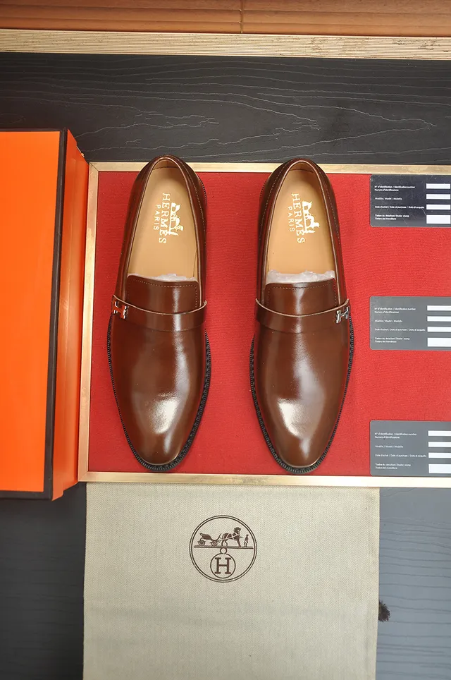 Hermès Oran Loafer Marron Cuir Poli H-Buckle Mocassins 5