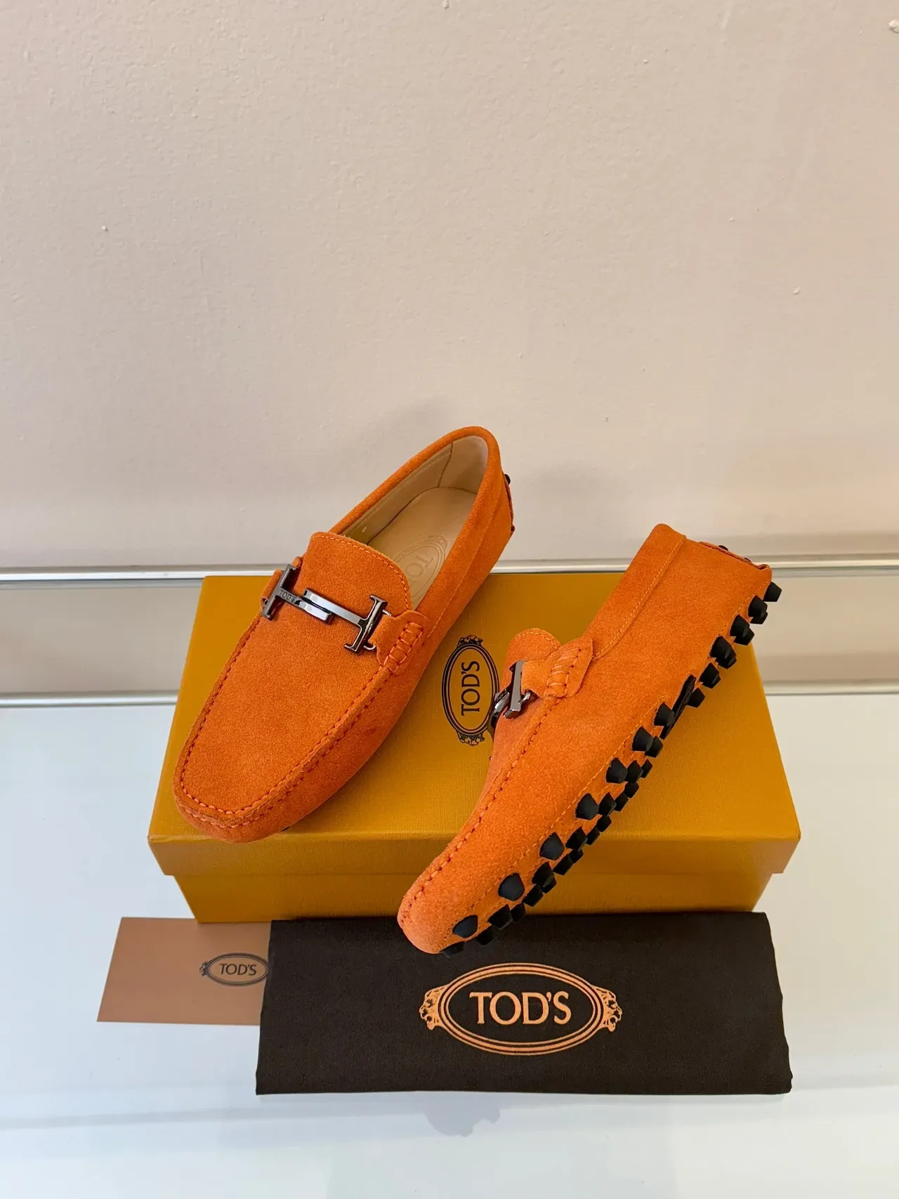 Hermès Oran Loafer Orange Suede H-Bit Loafers 2