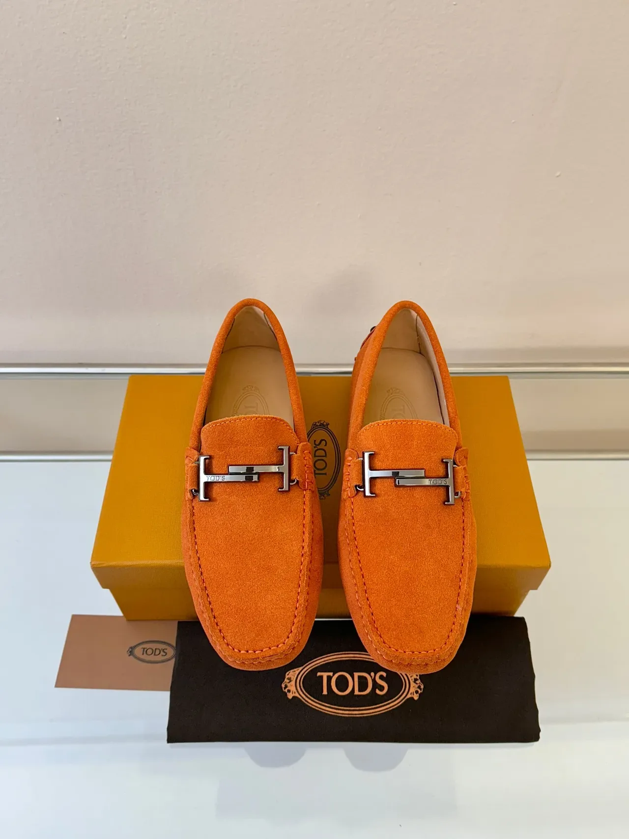 Hermès Oran Loafer Orange Suede H-Bit Loafers 6