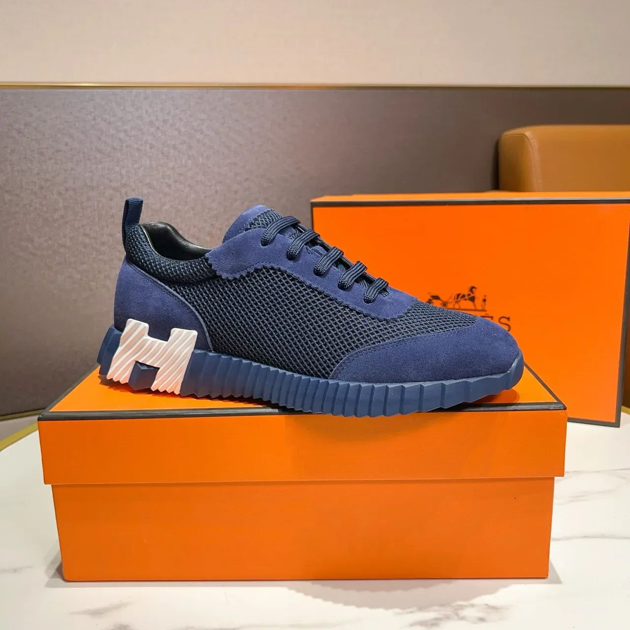 Hermès Oran Sneaker Navy Suede and Mesh Lifestyle Sneakers 3