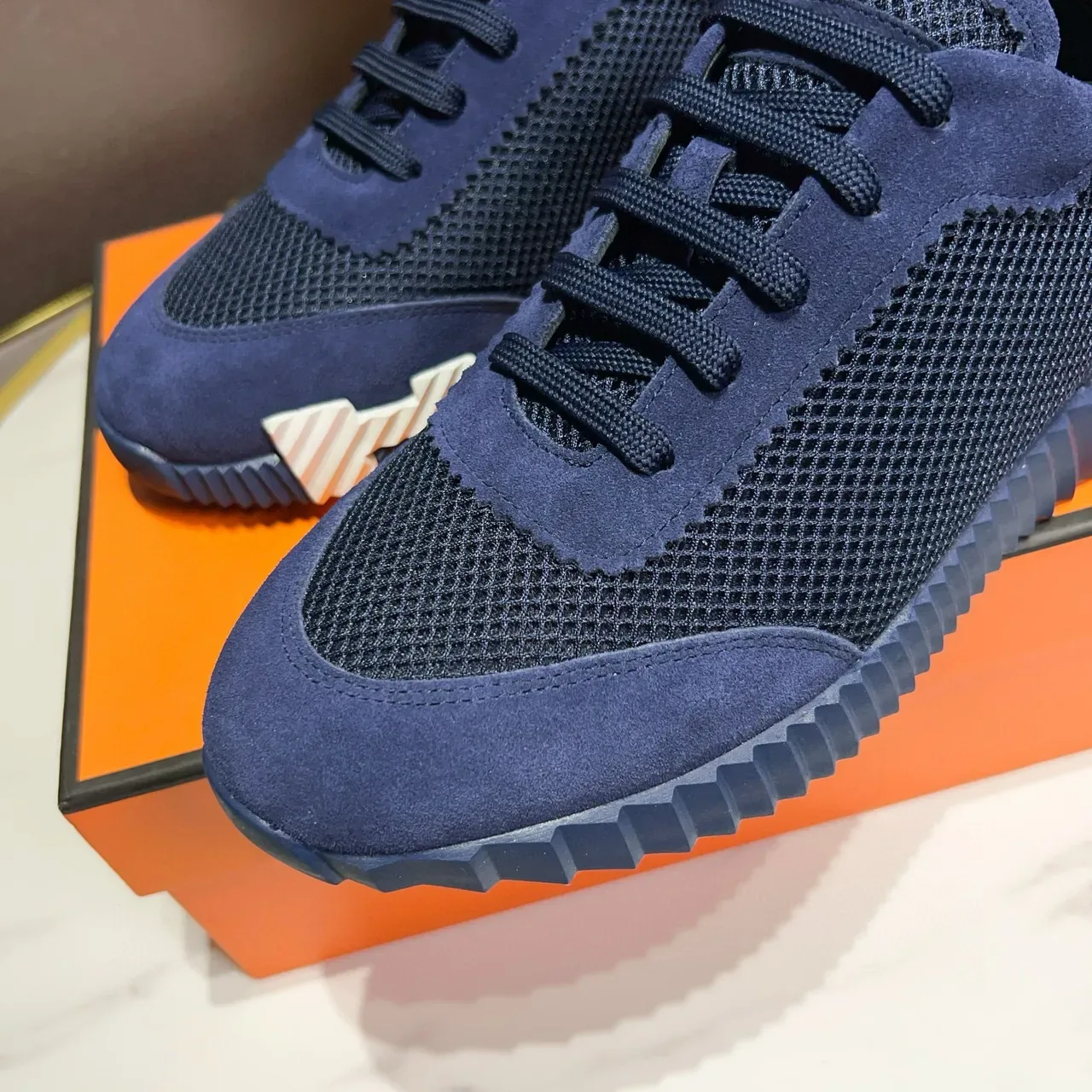 Hermès Oran Sneaker Navy Suede and Mesh Lifestyle Sneakers 9