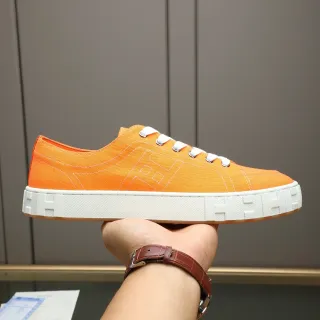 Hermès حذاء سنيكرز برتقالي قماش H-Motif لوتوب